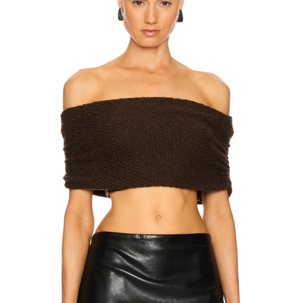 Brown Off-Shoulder Crop Top